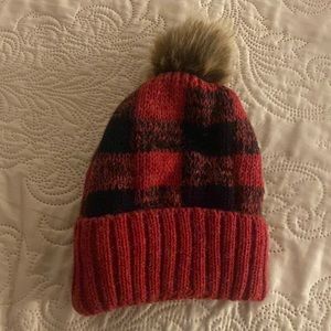 Fuzzy Plaid Winter Hat